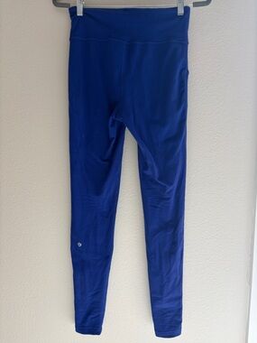 Lululemon Blue High Rise Leggings Size 6 Pockets Drawstring